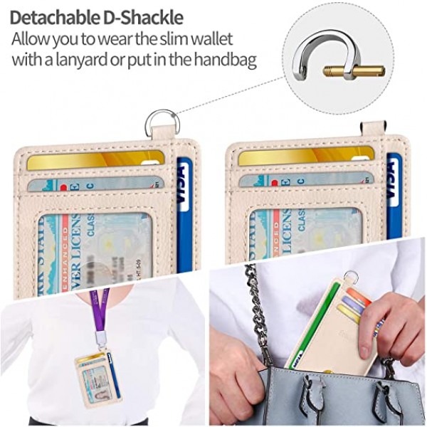 Slim Minimalist Front Pocket Wallet, Ecovision RFID Blocking Credit Card Holder Wallet with Detachable D-Shackle for Men Women