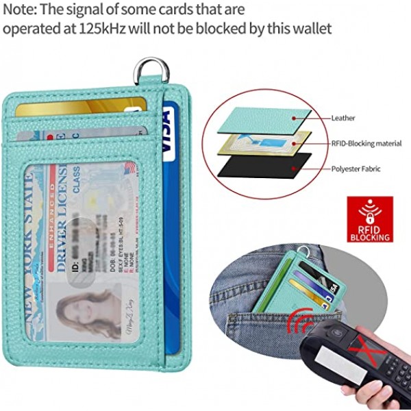 Slim Minimalist Front Pocket Wallet, Ecovision RFID Blocking Credit Card Holder Wallet with Detachable D-Shackle for Men Women