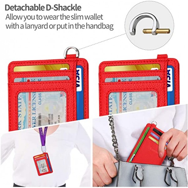 Slim Minimalist Front Pocket Wallet, Ecovision RFID Blocking Credit Card Holder Wallet with Detachable D-Shackle for Men Women