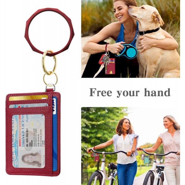 EcoVision Keychain Wallet, Keychain Bracelet with RFID Blocking Slim Card Holder Wallets with Detachable D-Shackle